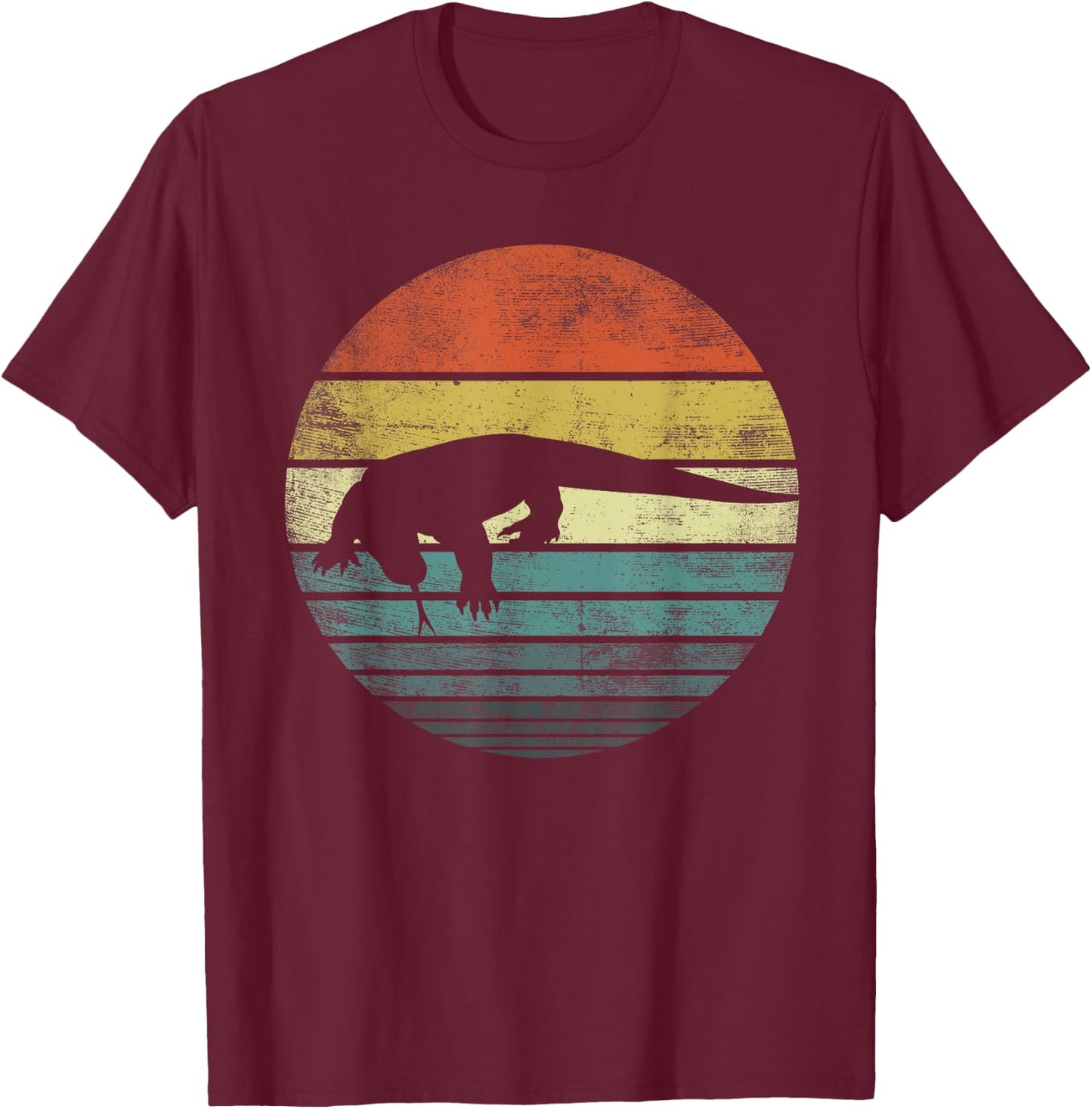 Komodo Dragon Lover Gift Retro Vintage Zoo Animal Silhouette T-Shirt - T-Shirt | Maroon