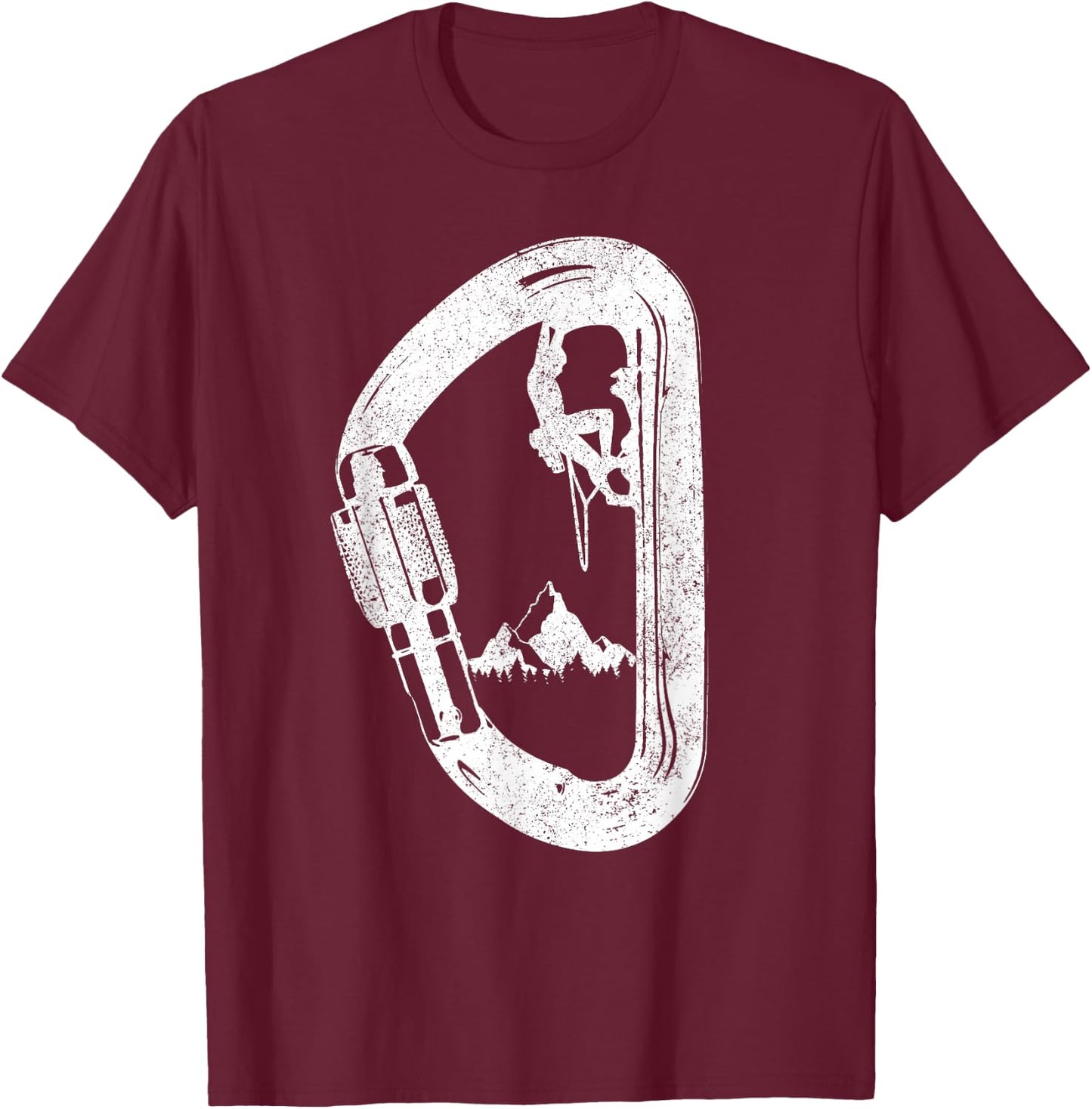 Rock Climbing Carabiner Mountaineering Climber T-Shirt - T-Shirt | Maroon