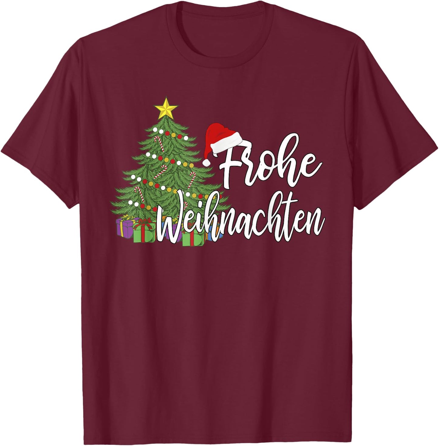 German Matching Present Merry Christmas Frohe Weihnachten T-Shirt - T-Shirt | Maroon