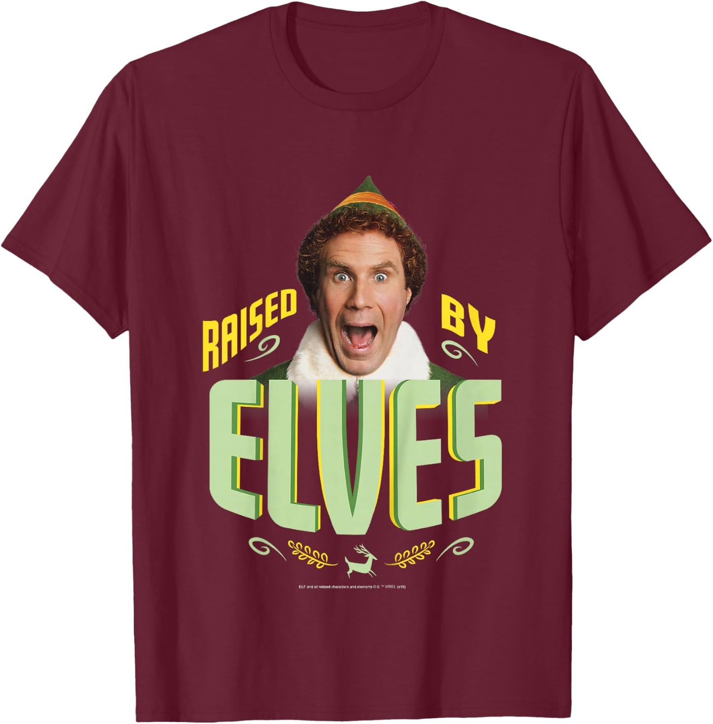 Kids Elf Buddy Raised By Elves Screaming Portrait T-Shirt - T-Shirt | Maroon