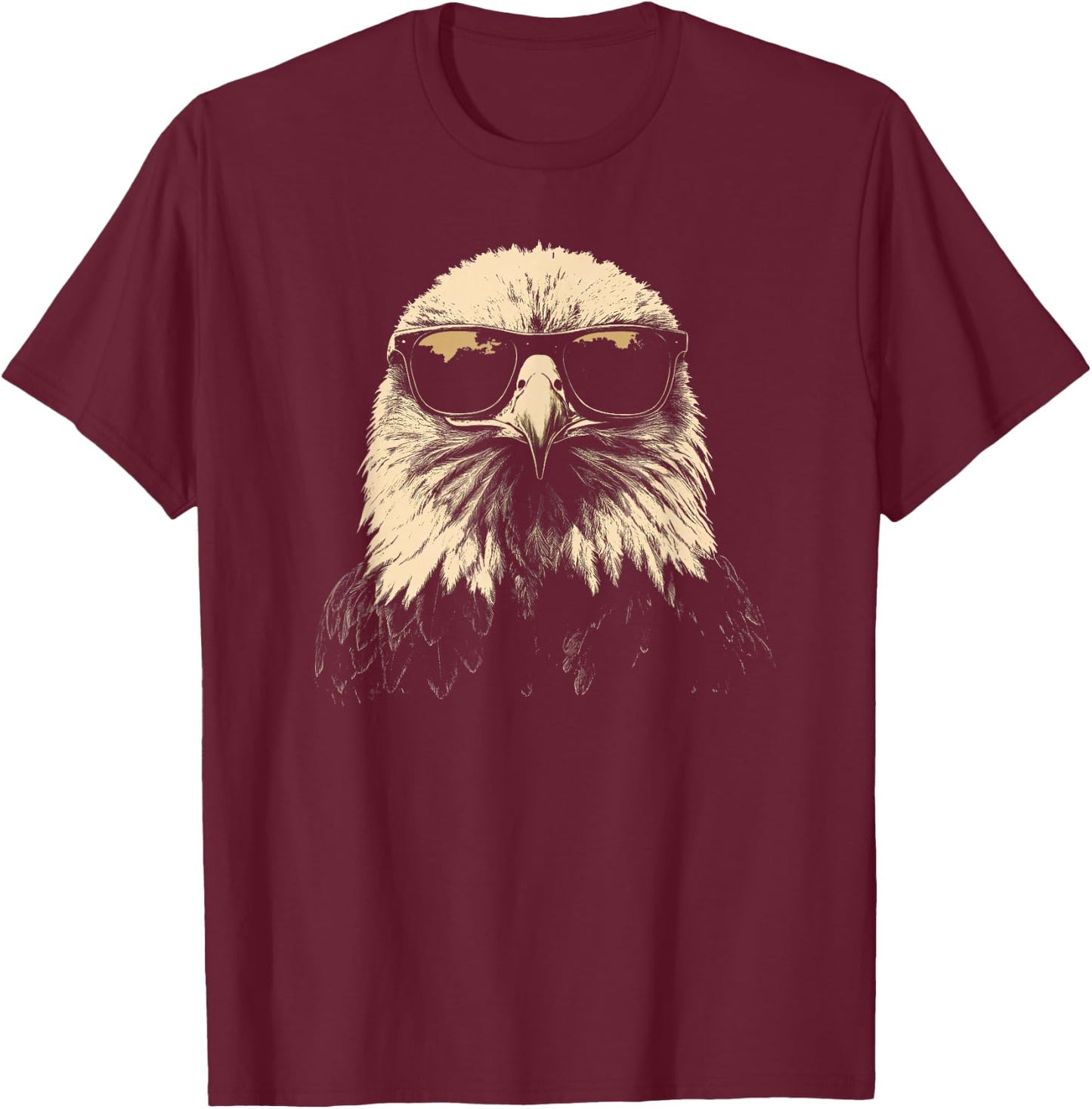 American Bald Eagle Sunglasses Wildlife Patriotic Graphic T-Shirt - T-Shirt | Maroon