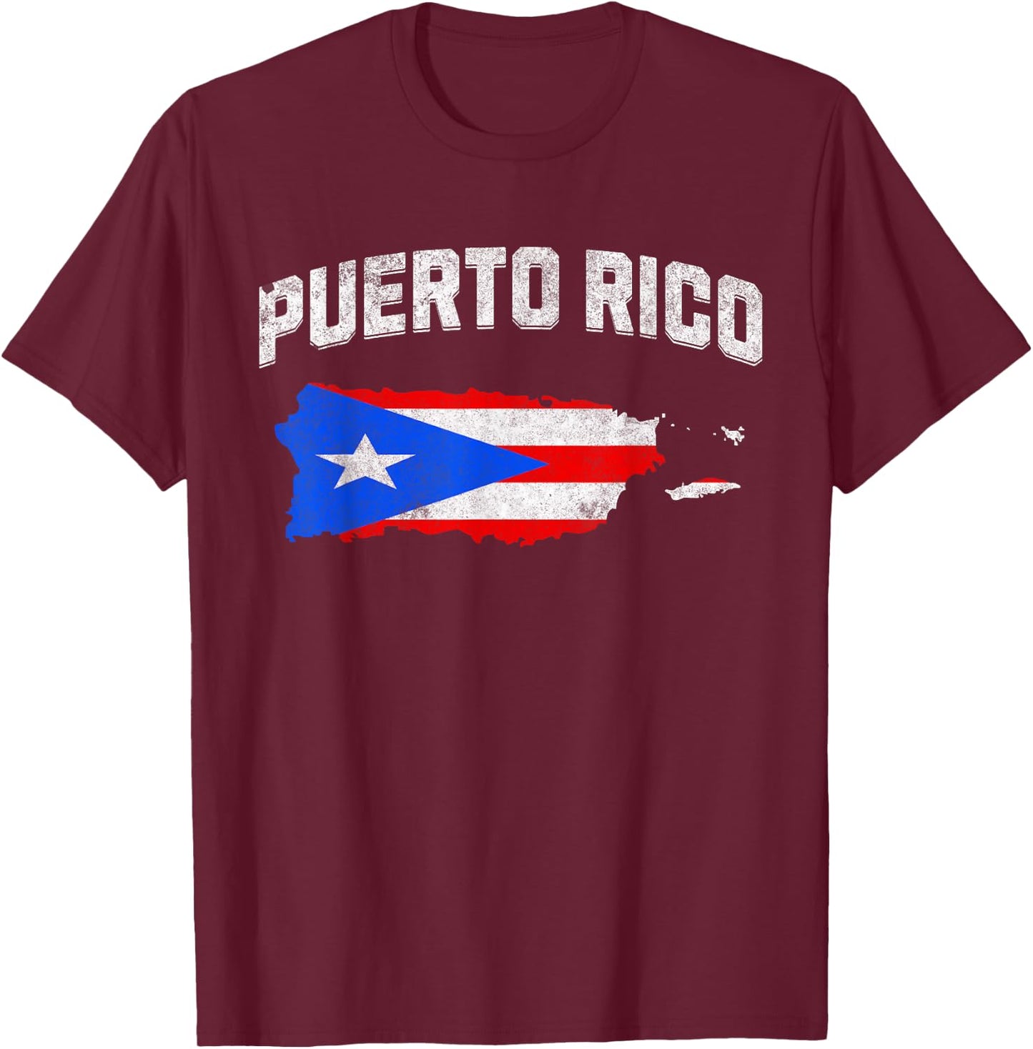 Boricua Puerto Rican Puerto Rico Map PR Flag Pride Vintage T-Shirt - T-Shirt | Maroon