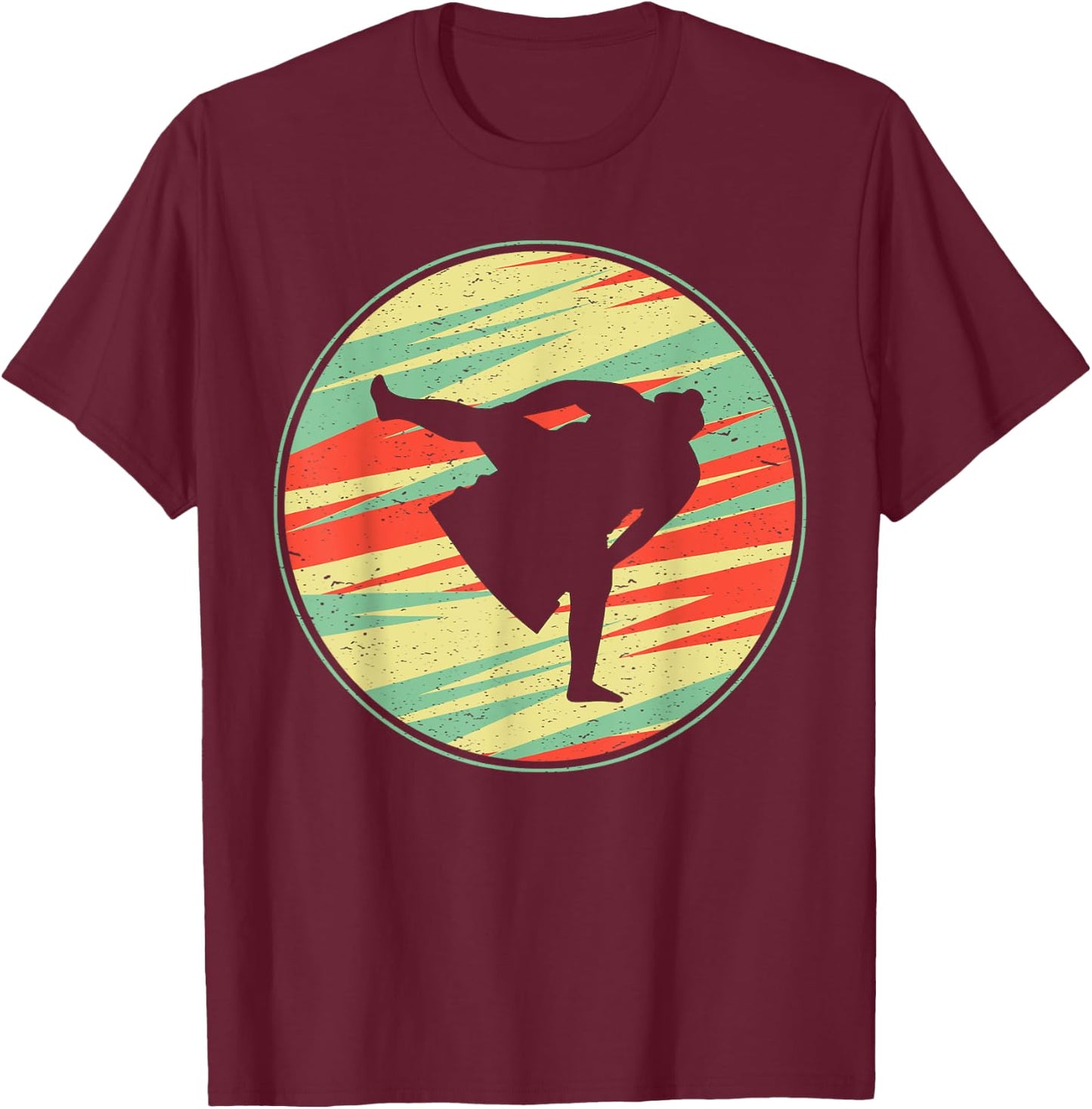Sumo Shirt Retro Vintage 70s Silhouette Gift T-Shirt - T-Shirt | Maroon