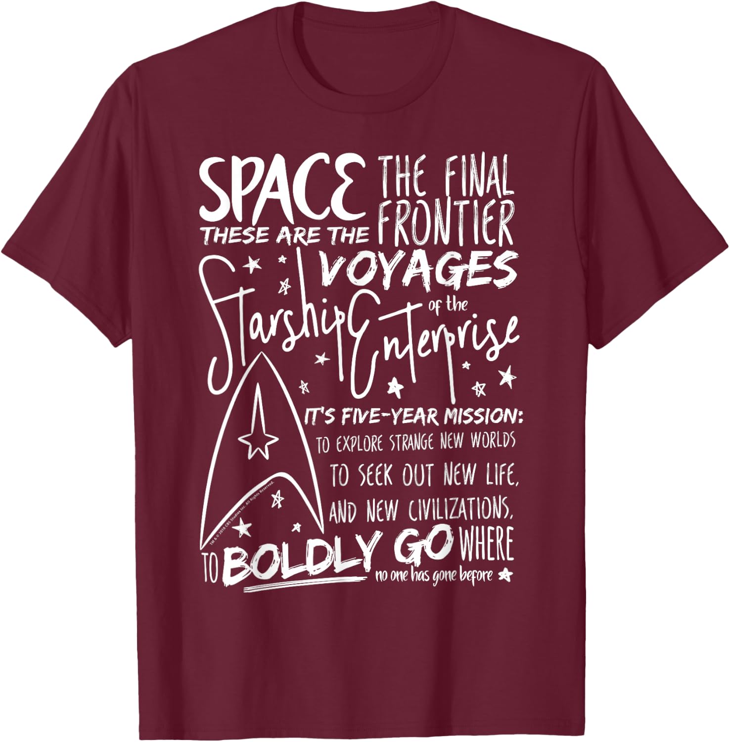 Star Trek Original Series Handwritten Speech Graphic T-Shirt - T-Shirt | Maroon