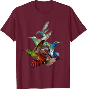 Hummingbird in Flight Bird Lovers Tropical Bird T-Shirt - T-Shirt | Maroon