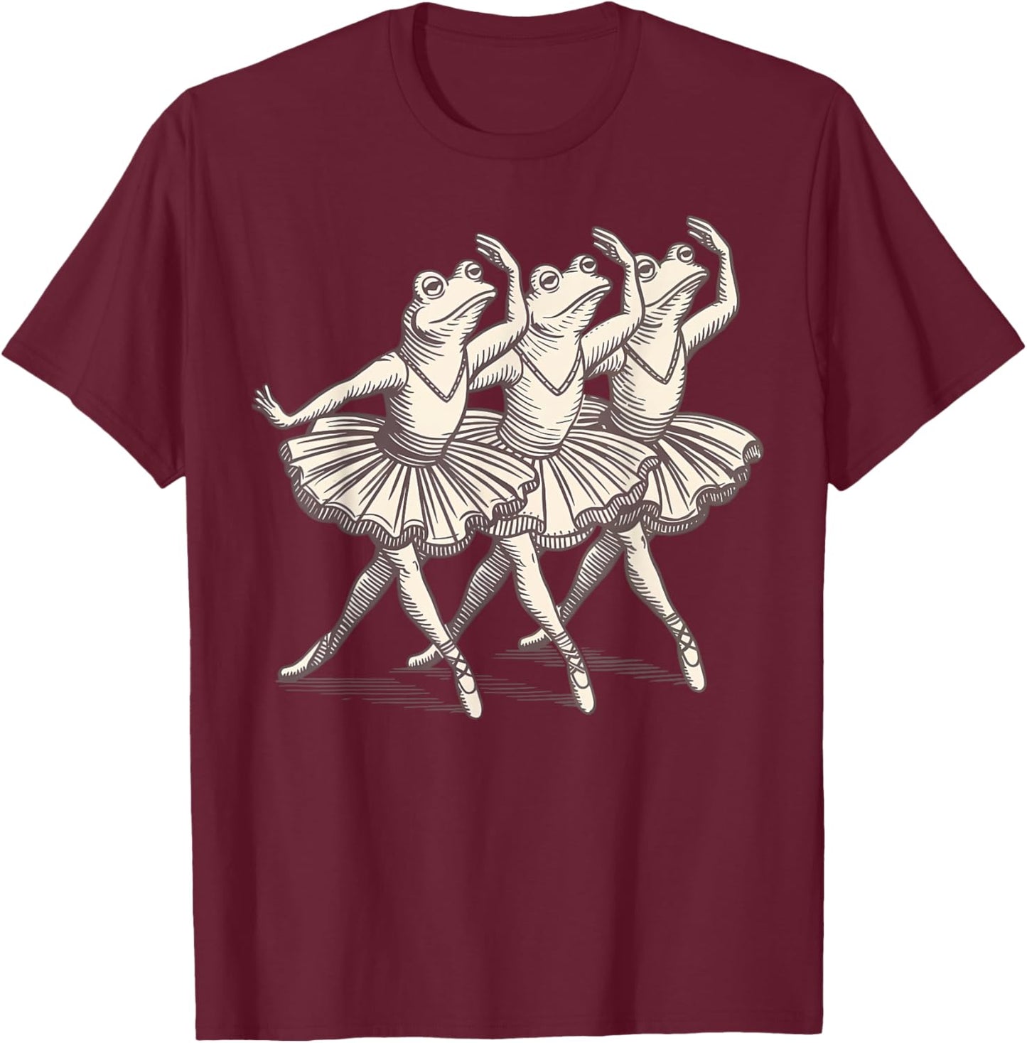 Retro Frogs Ballet Dancer Dance Women Girls Ballerina Frog T-Shirt - T-Shirt | Maroon
