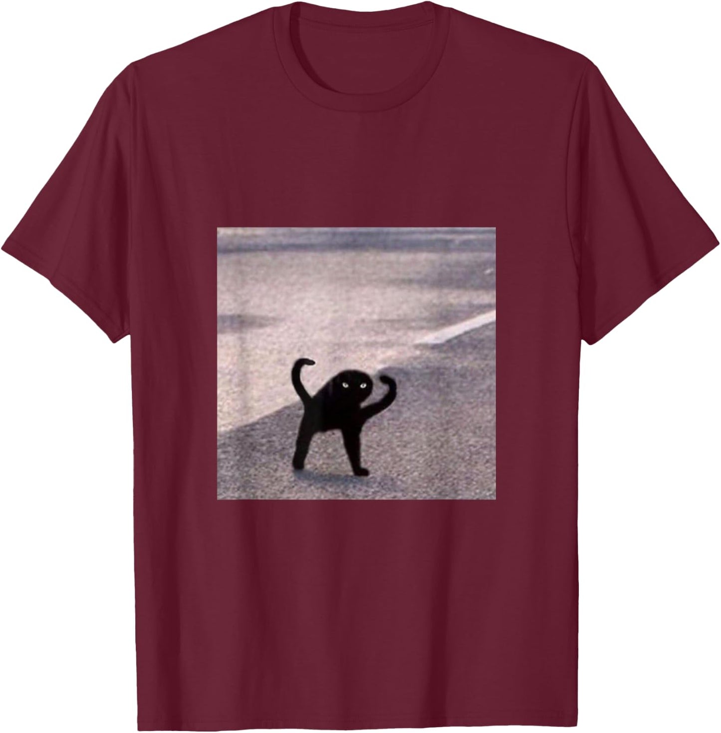 Cursed Cat Black Meme Funny Internet Viral Joke Pun Gift T-Shirt - T-Shirt | Maroon