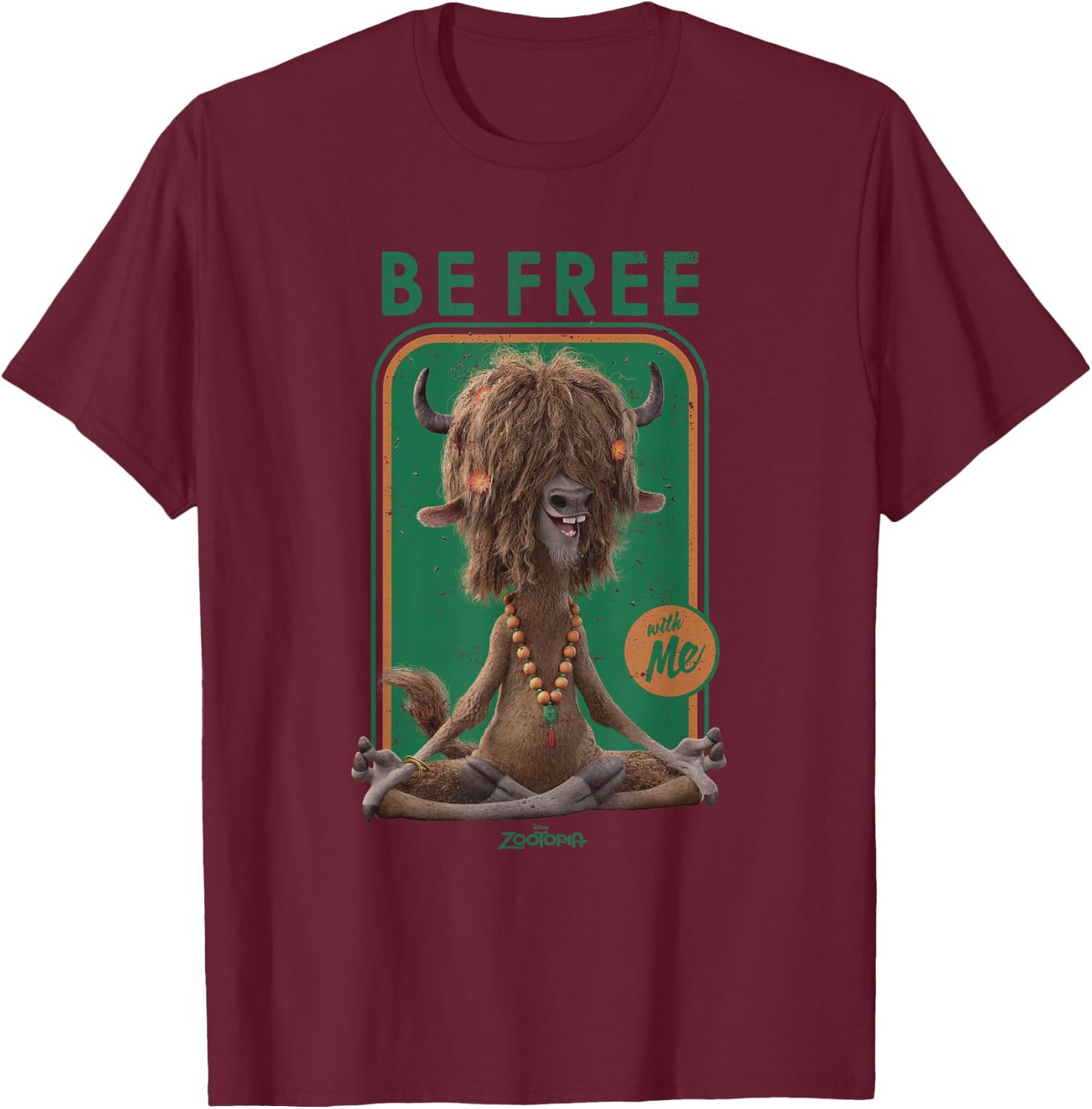 Disney Zootopia Yax the Yak Be Free With Me T-Shirt - T-Shirt | Maroon