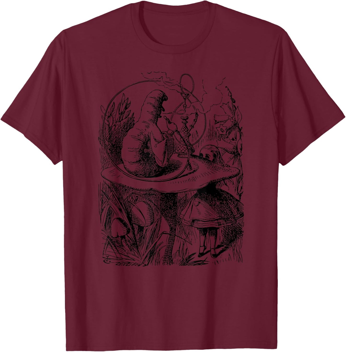 Big Texas Alice in Wonderland Smoking Caterpillar T-Shirt - T-Shirt | Maroon