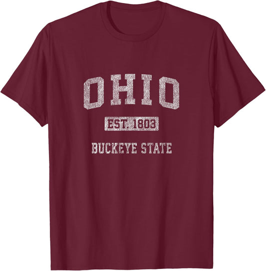 Retro Ohio Vintage Athletic Sports Design T-Shirt - T-Shirt | Maroon