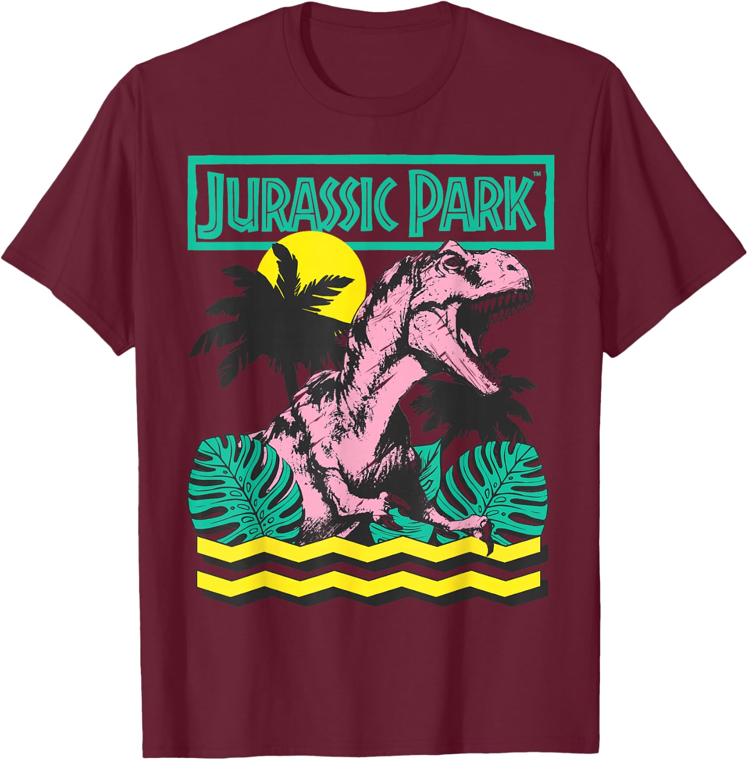 Jurassic Park Vintage T-Rex Roar Retro Small T-Shirt - T-Shirt | Maroon