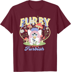 Furby Mushroom Flower Garden T-Shirt - T-Shirt | Maroon