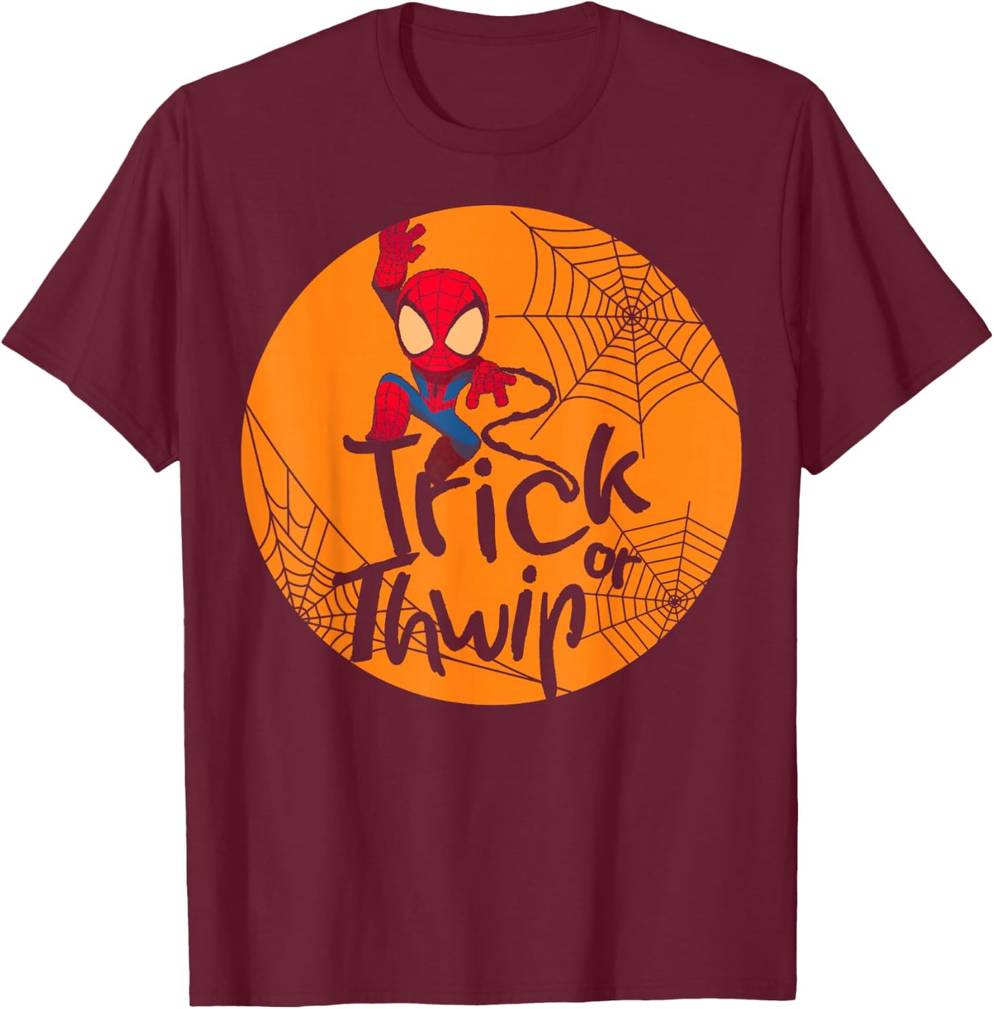 Marvel Spider-Man Trick Or Thwip Halloween T-Shirt - T-Shirt | Maroon