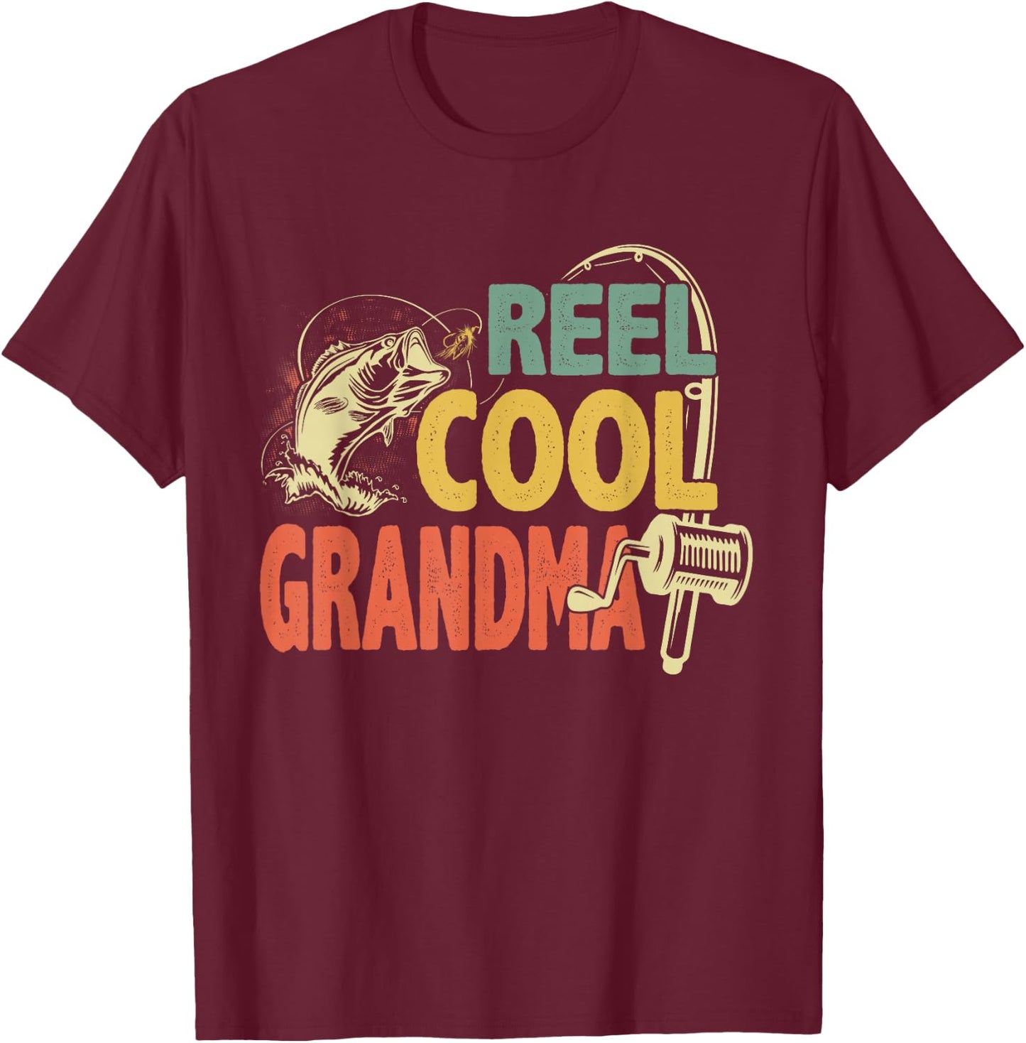 Retro Vintage Reel Cool Grandma Mothers Day Fishing Women T-Shirt - T-Shirt | Maroon