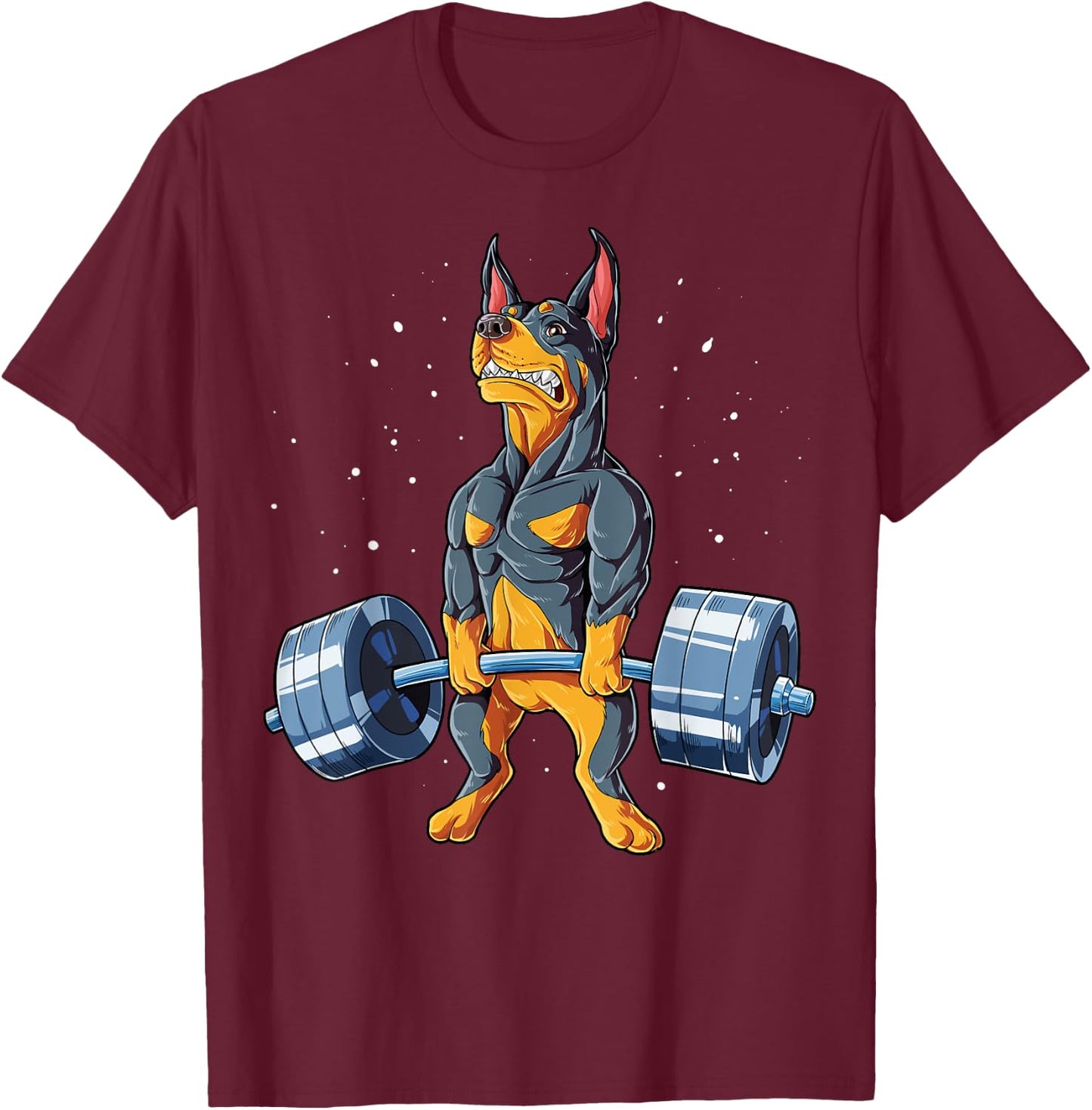 Doberman Weightlifting Funny Deadlift Men Fitness Gym Gifts T-Shirt - T-Shirt | Maroon