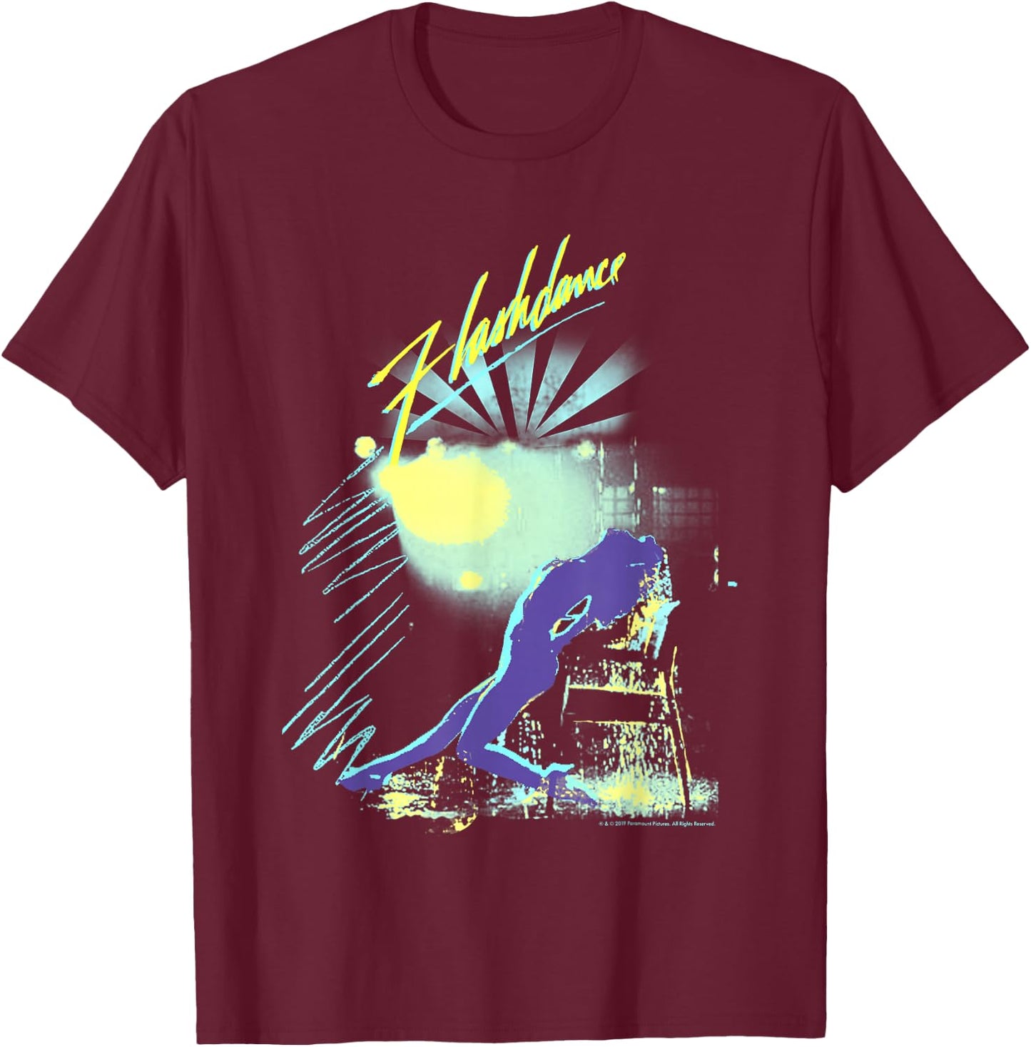 Flashdance Water Drop Silhouette T-Shirt - T-Shirt | Maroon