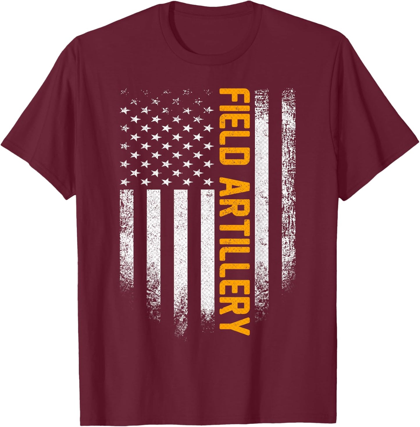 Vintage Field Artillery Distressed American Flag Patriotic T-Shirt - T-Shirt | Maroon