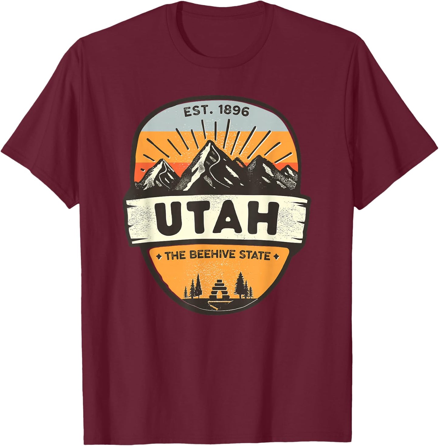 Utah The Beehive State, Vintage Retro Mountain, Camping T-Shirt - T-Shirt | Maroon