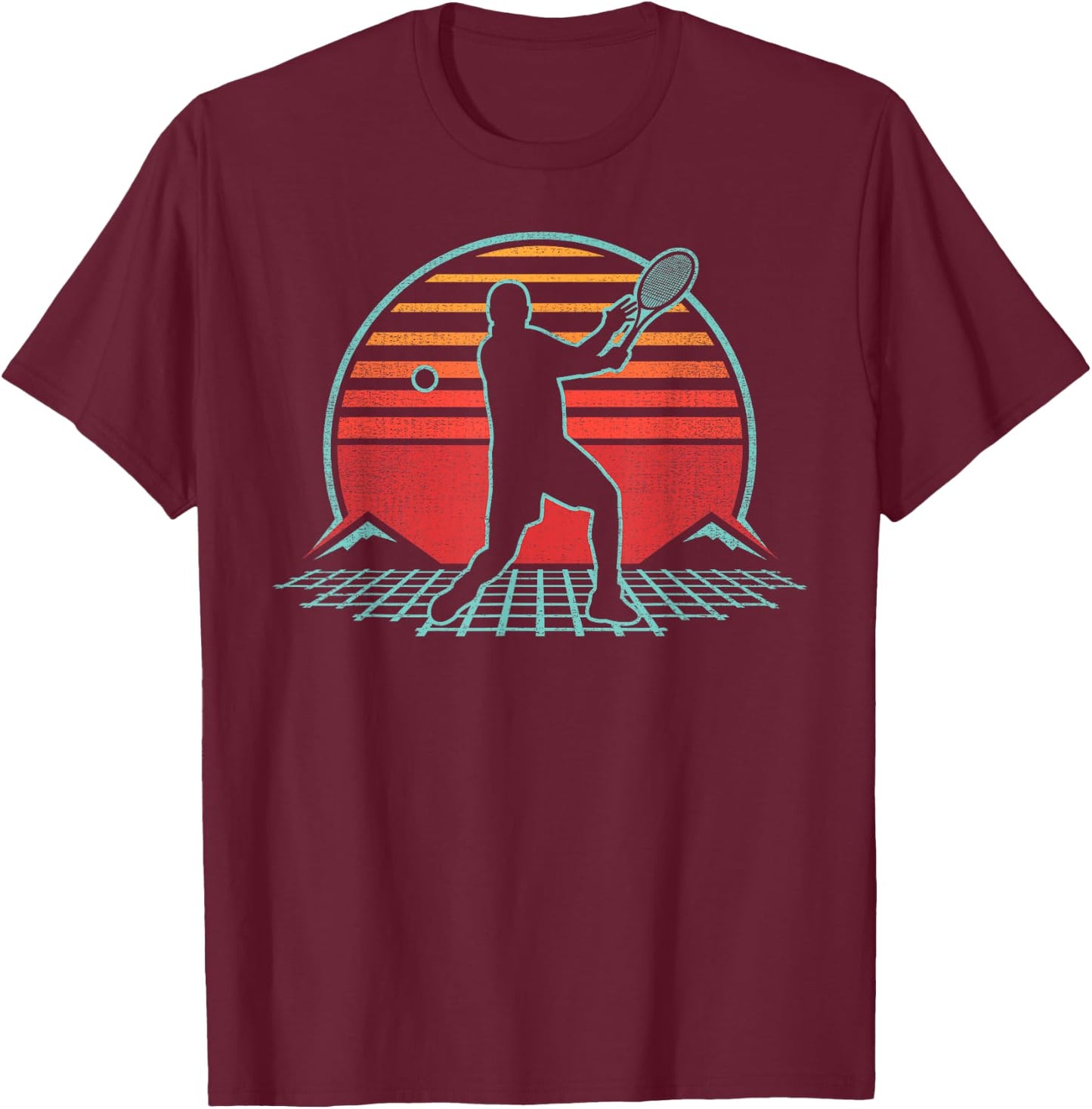 Tennis Retro Vintage 80s Style Coach Player Gift T-Shirt - T-Shirt | Maroon