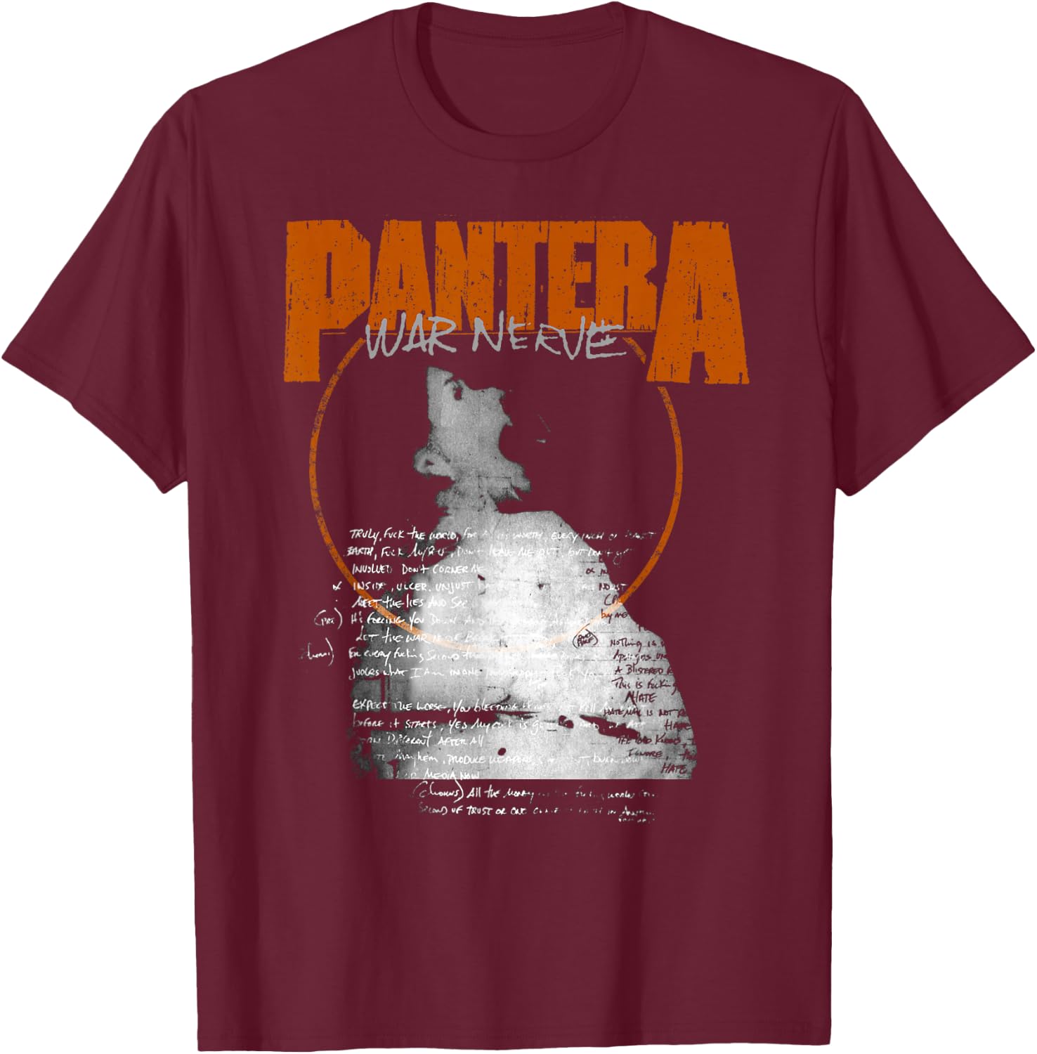 Pantera Official War Nerve T-Shirt - T-Shirt | Maroon