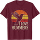 Funny Humor Vintage Sunset Retro Colibri I Love Hummers Bird T-Shirt - T-Shirt | Maroon