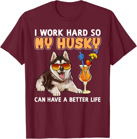 Funny Husky Shirt Husky Lovers Gifts Shirt T-Shirt - T-Shirt | Maroon