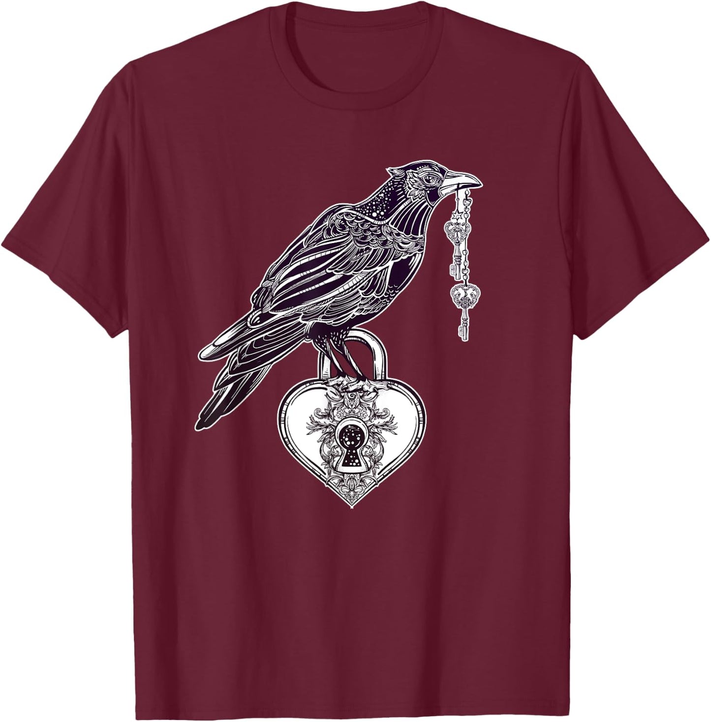 Stay Weird - Raven with Heart - Vintage Engraving T-Shirt - T-Shirt | Maroon