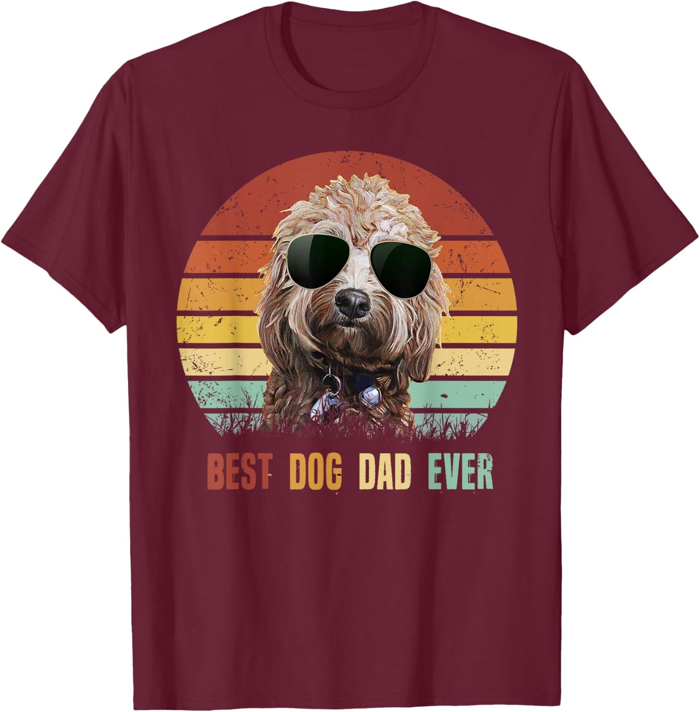 Vintage Best Dog Dad Ever Poodle Father's Day Gifts T-Shirt - T-Shirt | Maroon