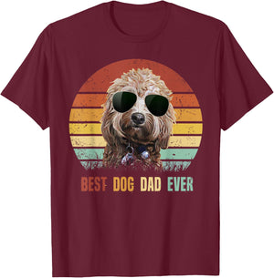 Vintage Best Dog Dad Ever Poodle Father's Day Gifts T-Shirt - T-Shirt | Maroon