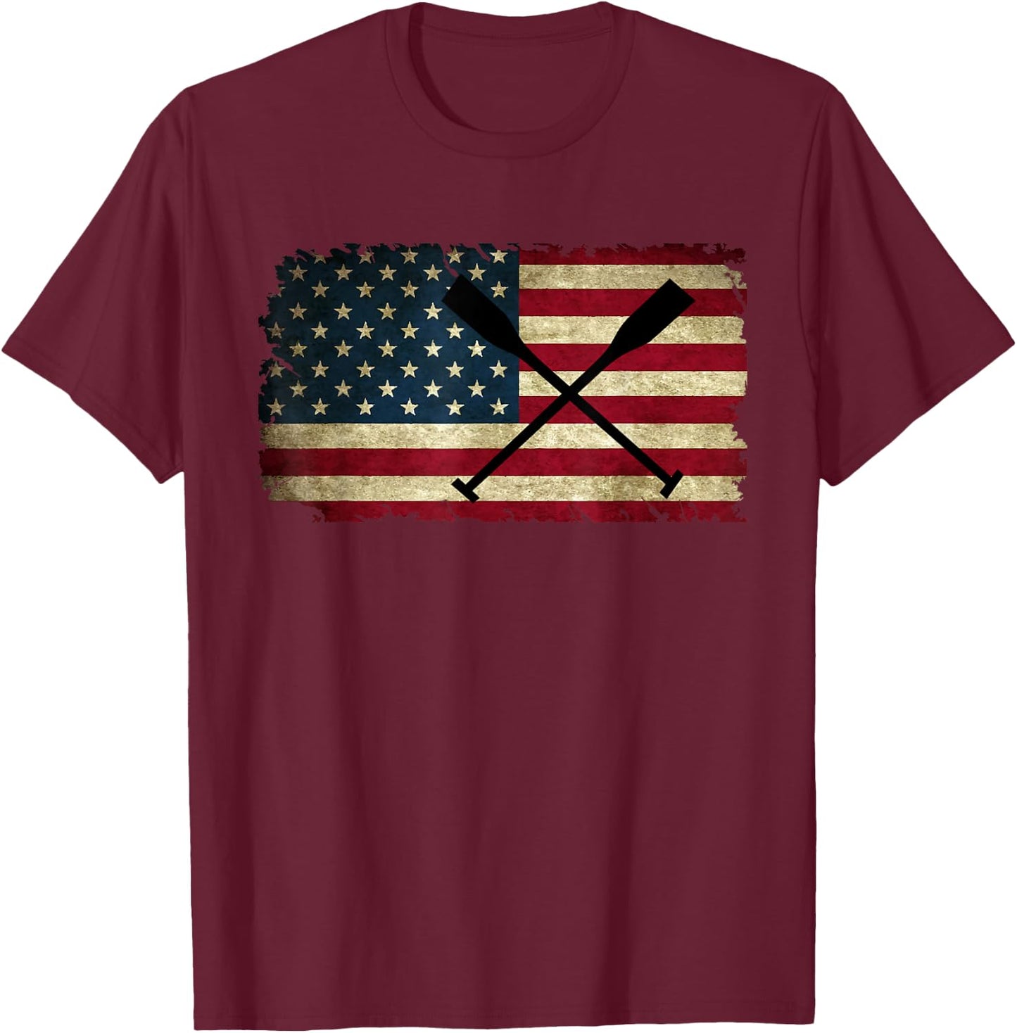 College Rowing Crew Row Team Oars American Flag Rower Women Kids Men T-Shirt - T-Shirt | Maroon