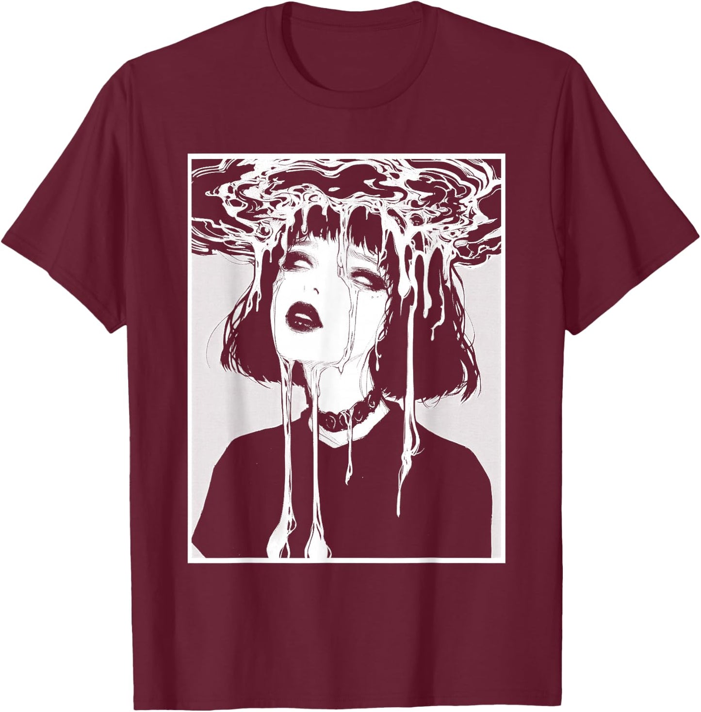 Ghoul Girl | Trippy Horror Creepy Goth Grunge Edgy Harajuku T-Shirt - T-Shirt | Maroon