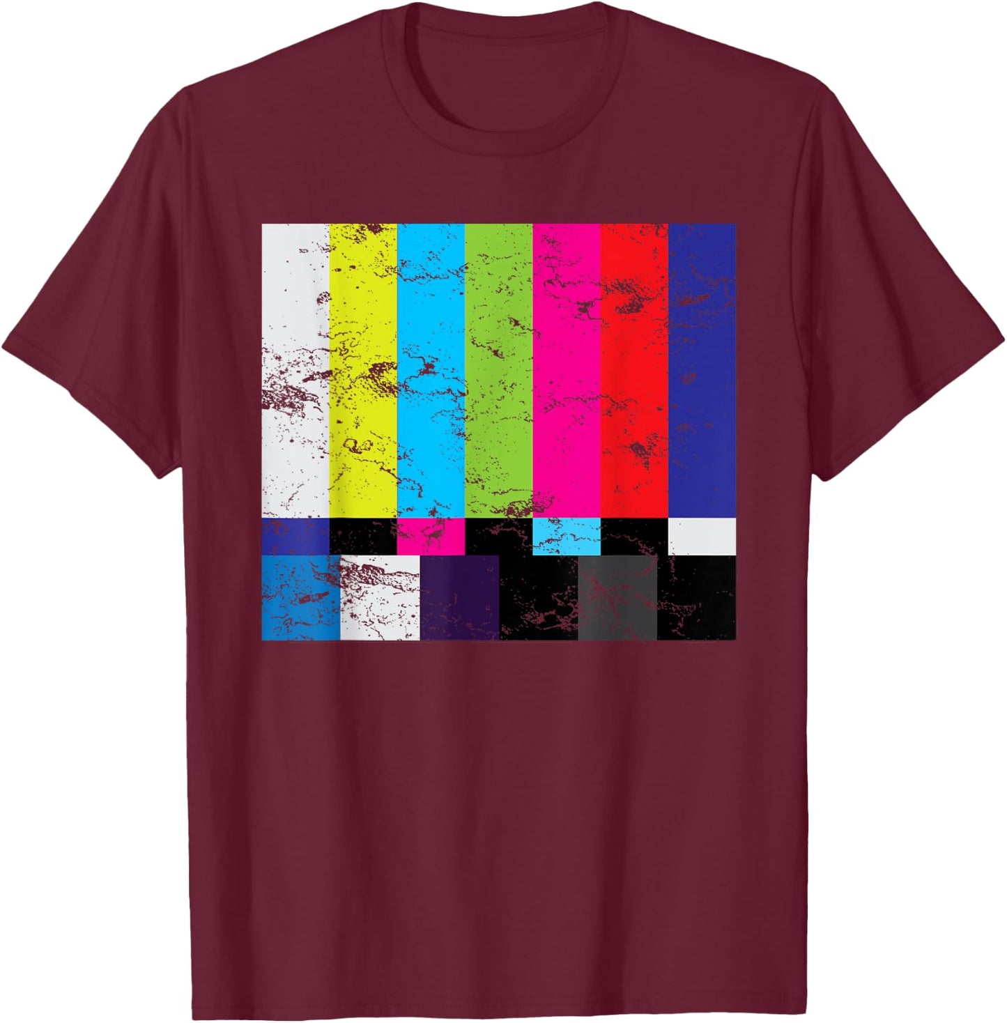 TV Color Bars Shirt Television Test Pattern Monitor Gift T-Shirt - T-Shirt | Maroon