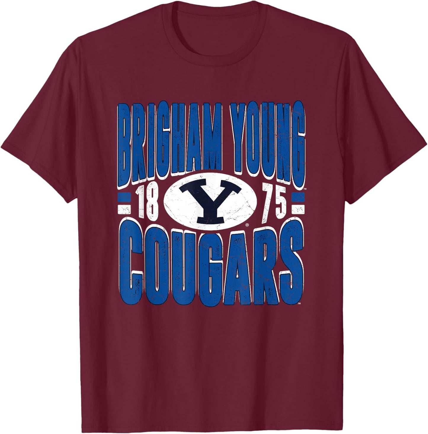 BYU Cougars Vintage 90's Retro Navy Officially Licensed T-Shirt - T-Shirt | Maroon