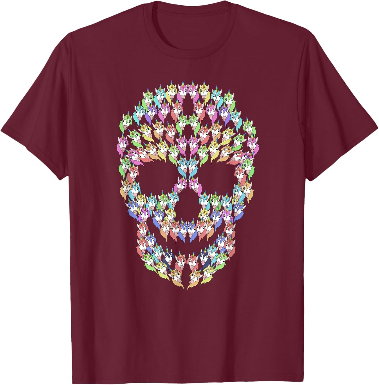 Unicorn Skull T-Shirt - T-Shirt | Maroon