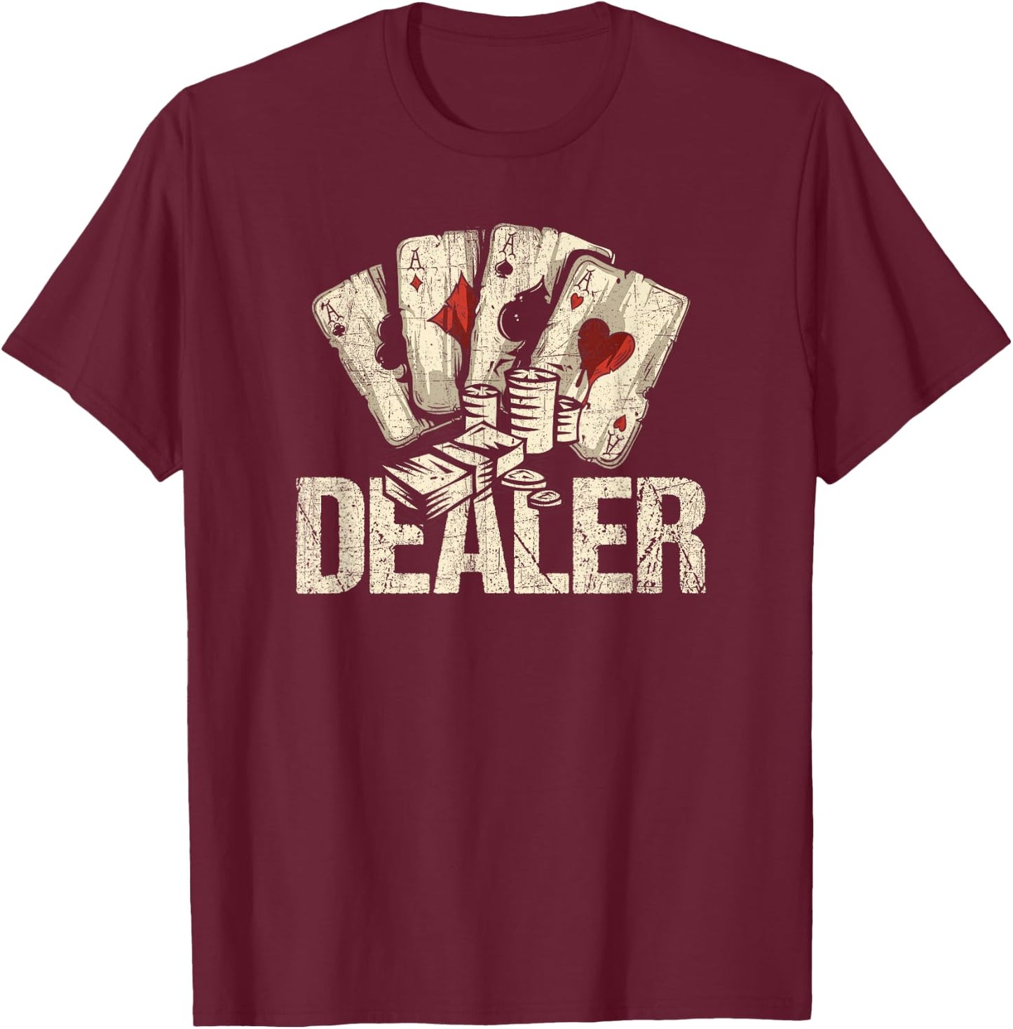 Casino Dealer Funny Poker Player Costume Accessories T-Shirt - T-Shirt | Maroon