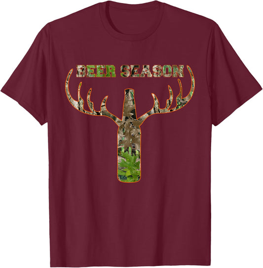 Deer Hunting Beer Season Whitetail Buck T-Shirt - T-Shirt | Maroon