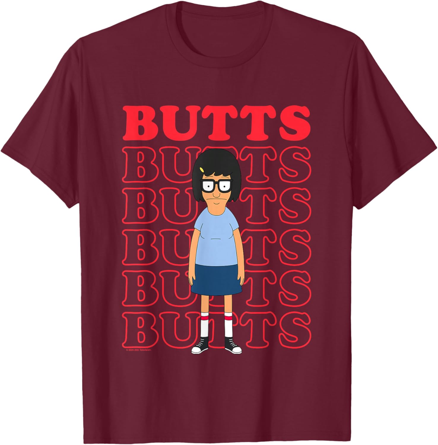 Bob's Burgers Tina Likes Butts Logo Stack T-Shirt - T-Shirt | Maroon