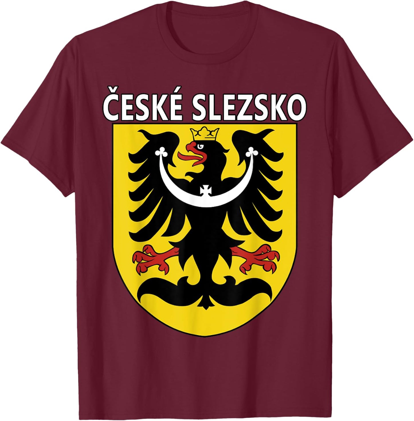 Czech Silesia Eagle Coat of Arms with Ceske Slezsko T-Shirt - T-Shirt | Maroon