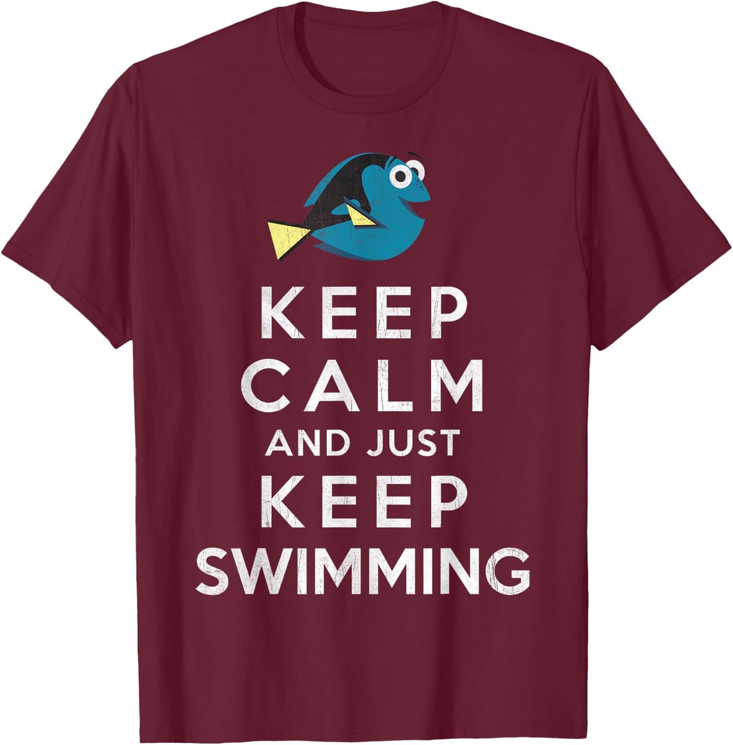 Disney Pixar Finding Dory Keep Calm And Just Keep Swimming T-Shirt - T-Shirt | Maroon