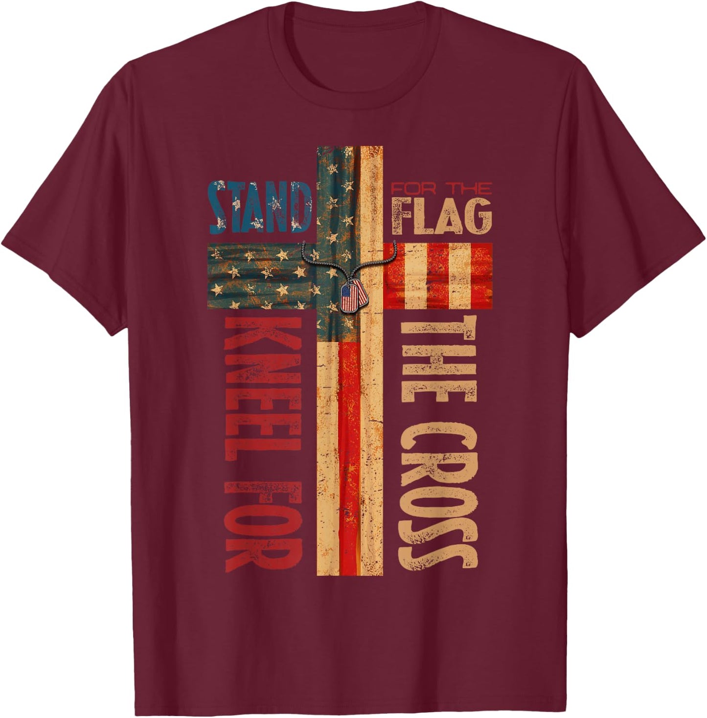 USA Flag Religious Quote 4th of July for Christian Faith T-Shirt - T-Shirt | Maroon
