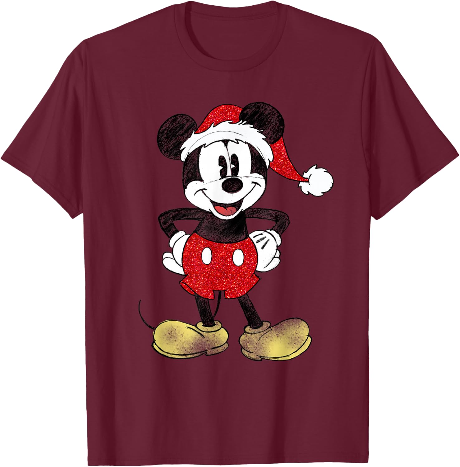 Disney - Santa Mickey Mouse Christmas T-Shirt - T-Shirt | Maroon