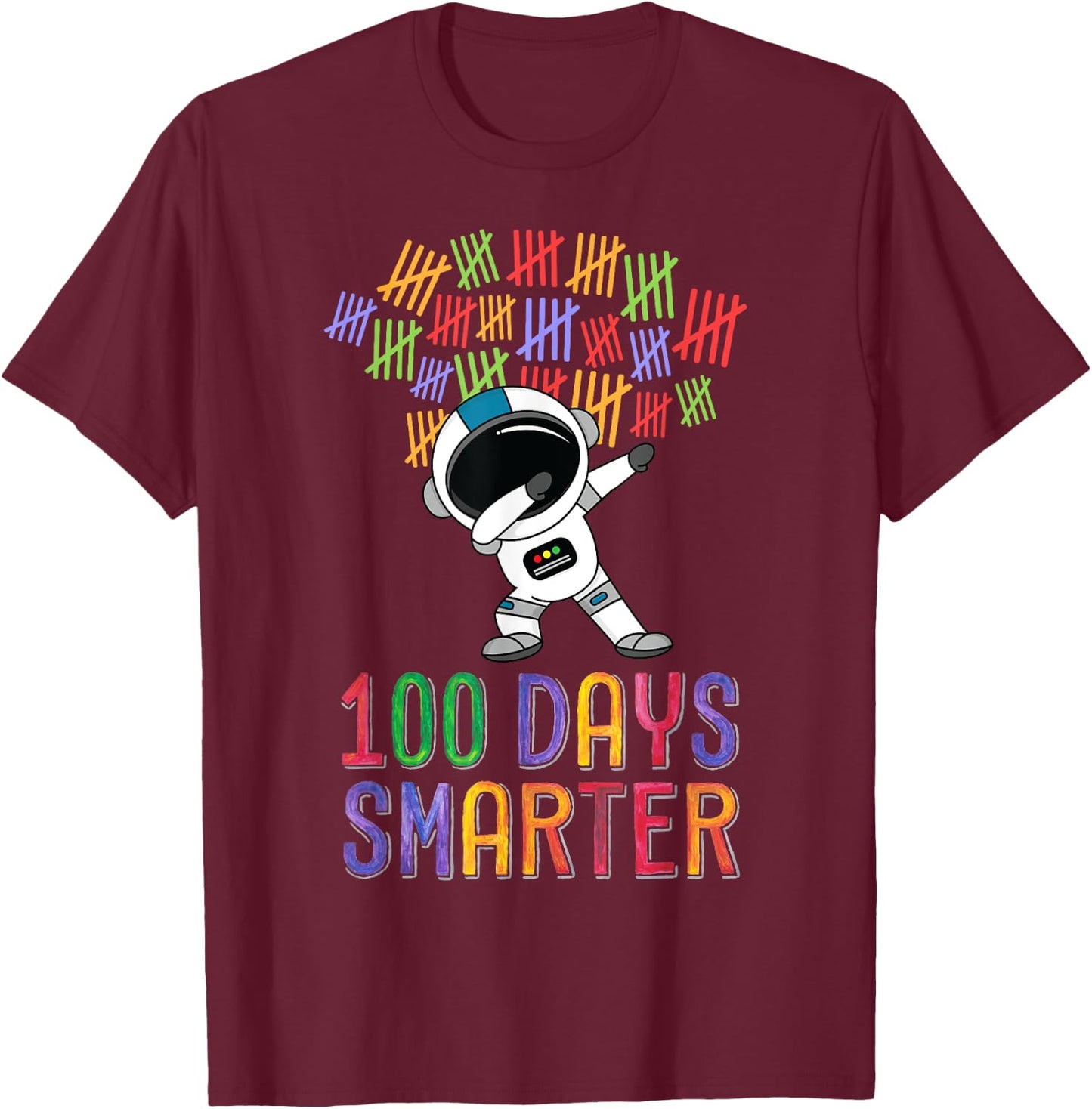 100 Days Smarter 100th Day of School Dabbing Space Kids T-Shirt - T-Shirt | Maroon