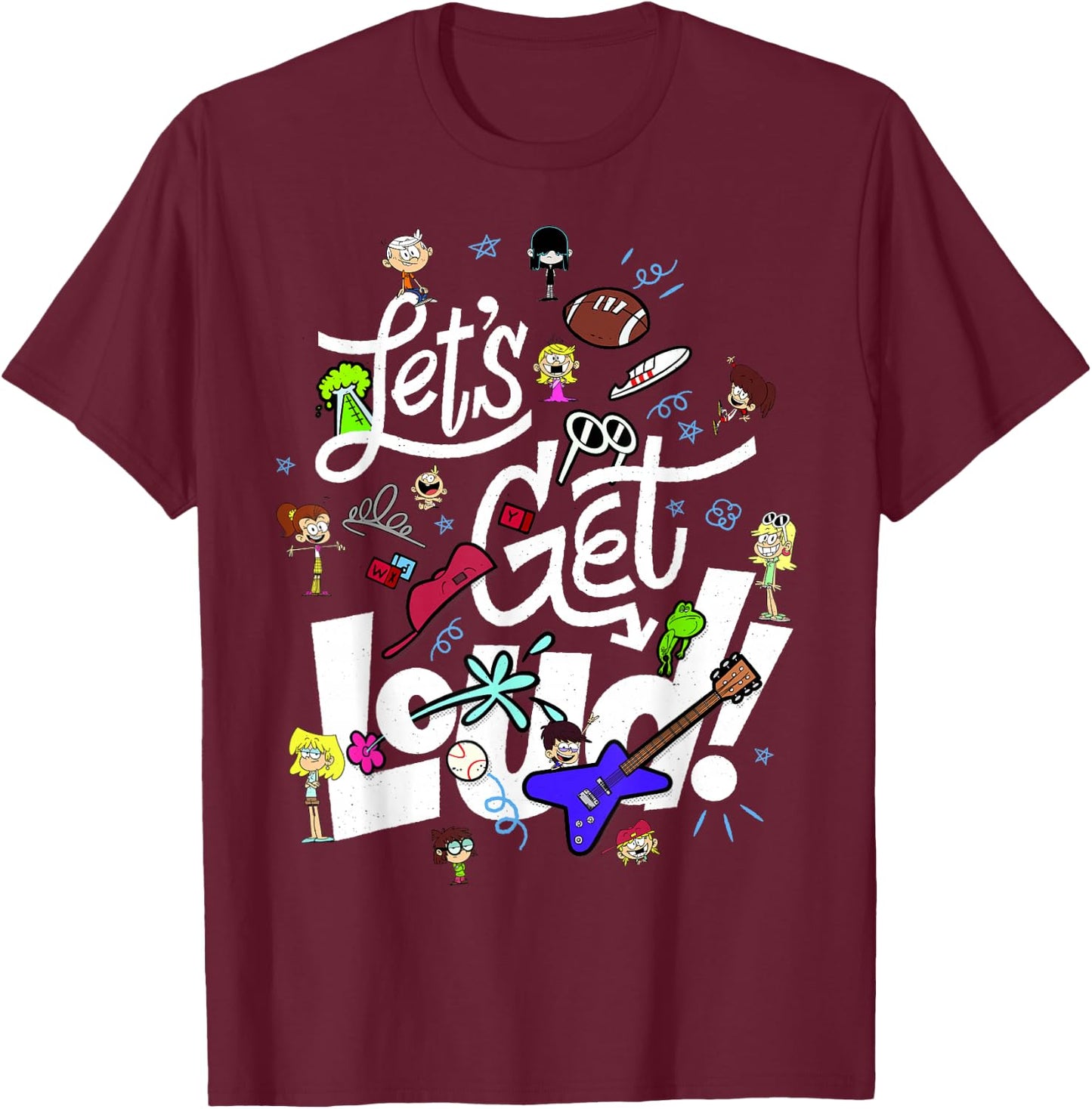 The Loud House Let's Get Loud Character Collage T-Shirt - T-Shirt | Maroon