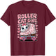 Roller Cat Girl Skating Cat Funny Roller Skating T-Shirt - T-Shirt | Maroon