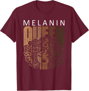 Afro Melanin Queen Strong Black Natural African American T-Shirt - T-Shirt | Maroon