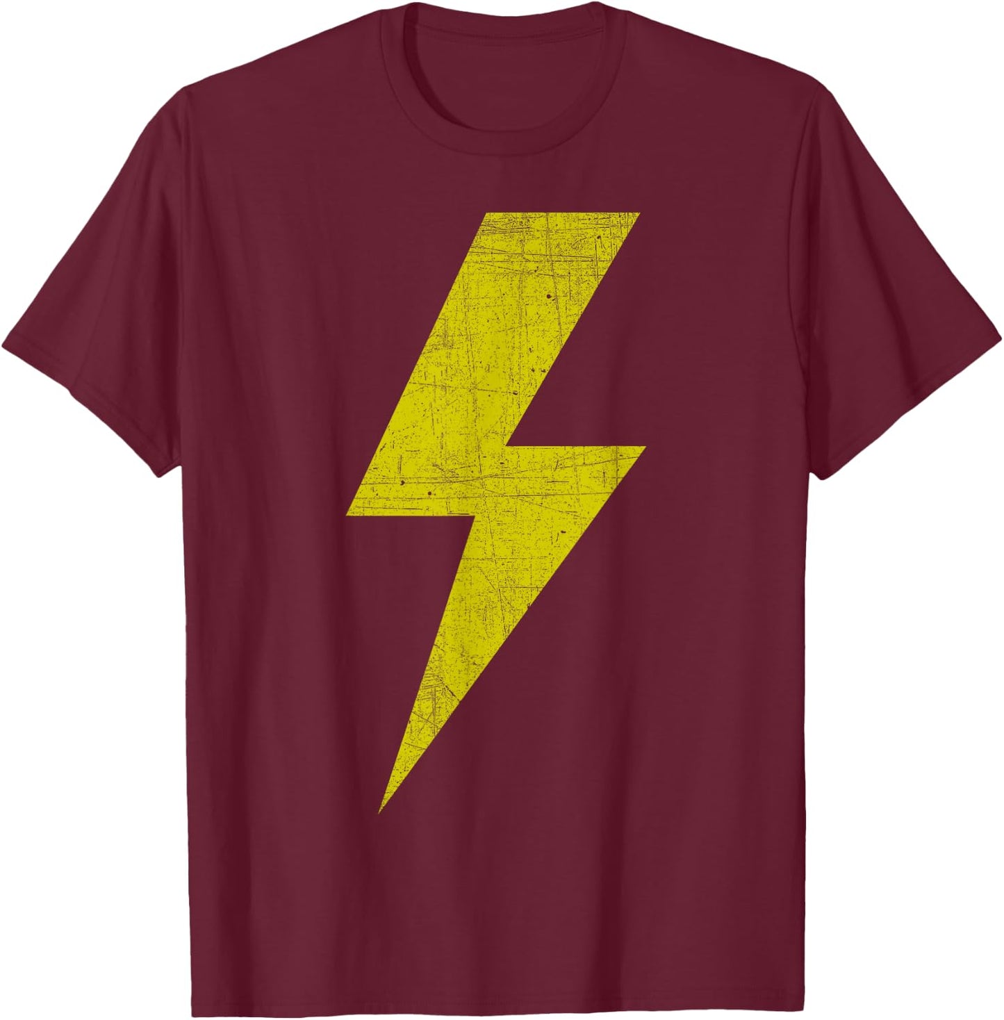 Yellow Thunderbolt Bolt Lightning Team T-Shirt - T-Shirt | Maroon