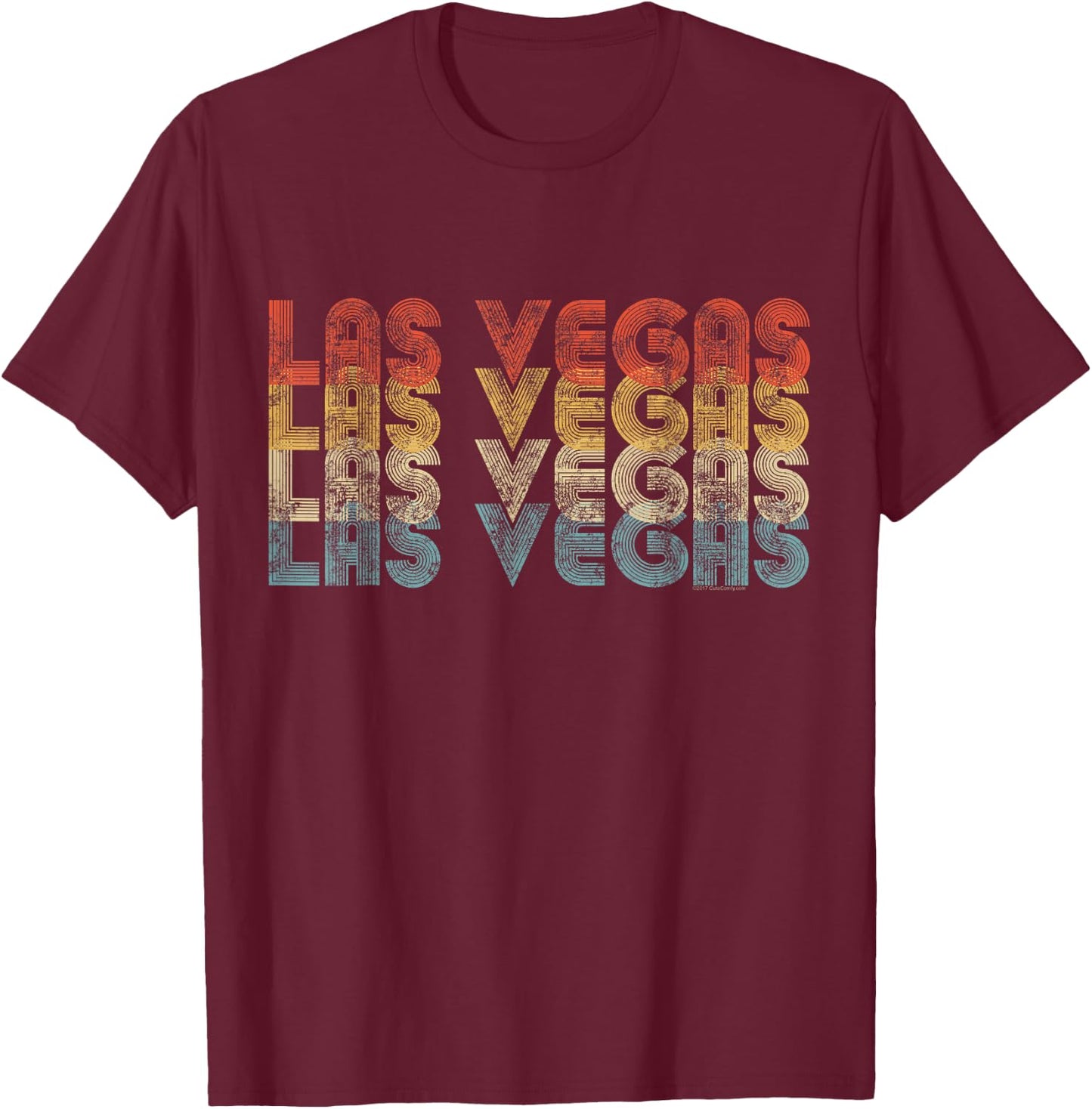 Vintage Retro 70s 80s Las Vegas Souvenir T-Shirt - T-Shirt | Maroon