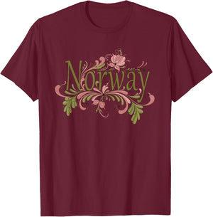 Eventyr Rosemaling Norway Norwegian Norway Rosemaling Norwegian Gift T-Shirt - T-Shirt | Maroon