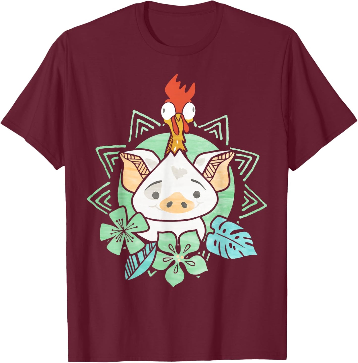Disney Moana Pua & HEI HEI Tropical Graphic T-Shirt - T-Shirt | Maroon