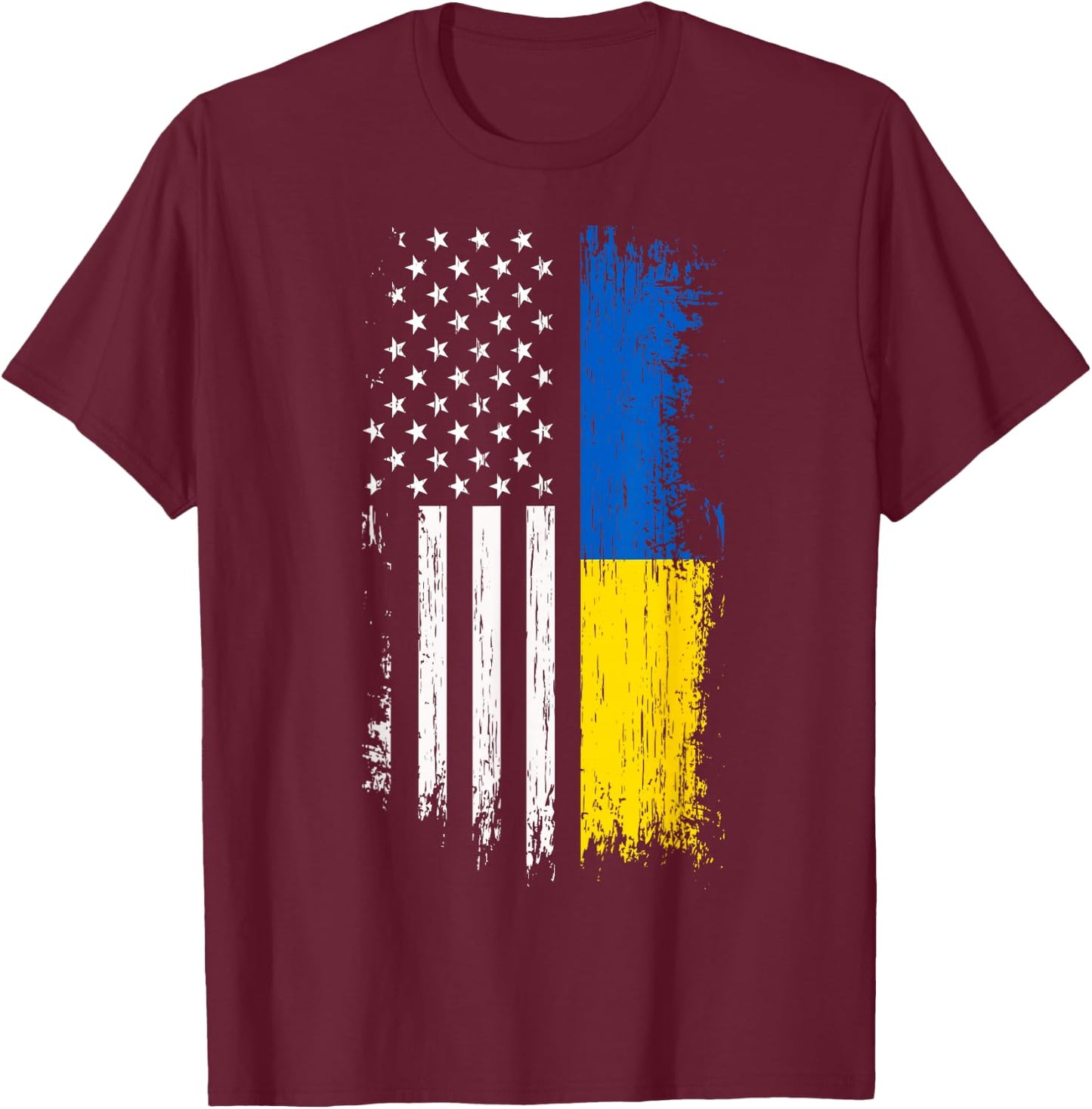 Ukrainian American Flag T Shirt - Pride Ukraine USA Shirt T-Shirt - T-Shirt | Maroon